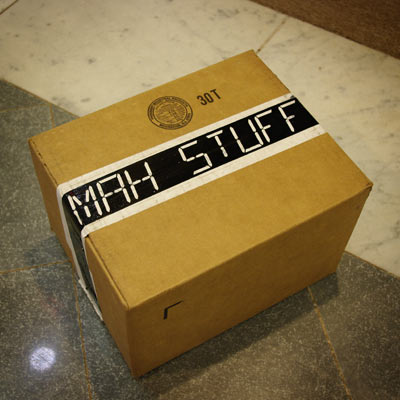 Digital Message Tape On Packed Box